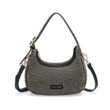 Load image into Gallery viewer, Small Black Faux Fur Scoop Shoulder Bag (2 straps)
