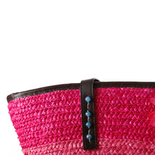 Load image into Gallery viewer, Hot Pink Straw Basket Bag with Flower and Free Coin Purse (beaded)
