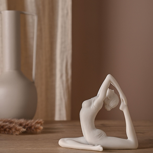 Mermaid Yoga Pose White Figurine (side)
