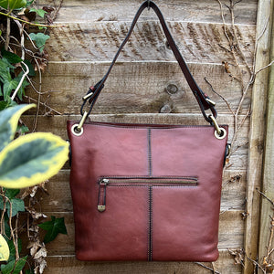 Chocolate 'Allegra' Italian Leather Tote Bag (back)