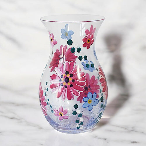 Pretty Hand Painted Gerbera Glass Vase