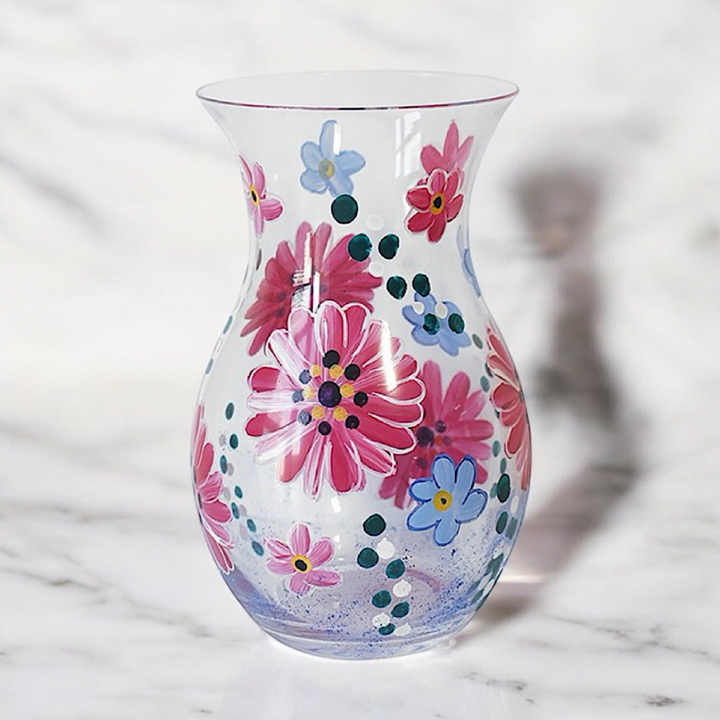 Pretty Hand Painted Gerbera Glass Vase