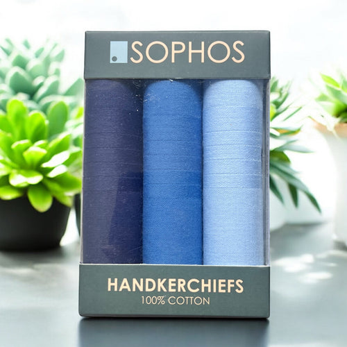 Shades of Blue 100% Cotton Handkerchiefs