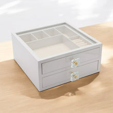 Load image into Gallery viewer, White Wooden Jewellery Box Compartments &amp; 2 Drawers
