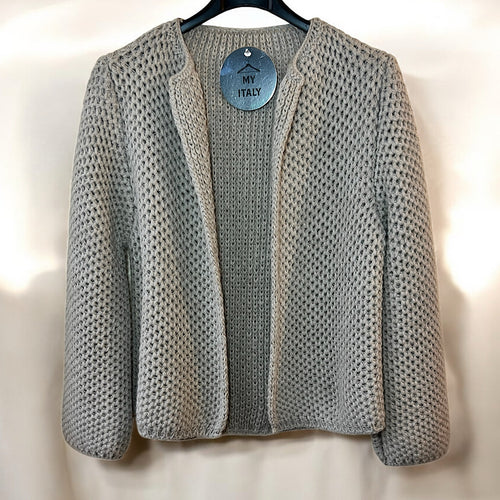 Soft Grey Eleganza Textured Knit Jacket
