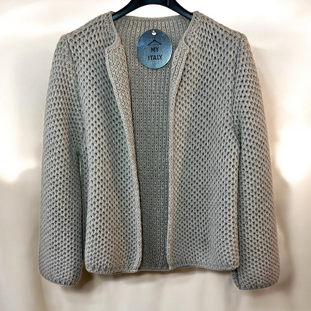 Soft Grey Eleganza Textured Knit Jacket