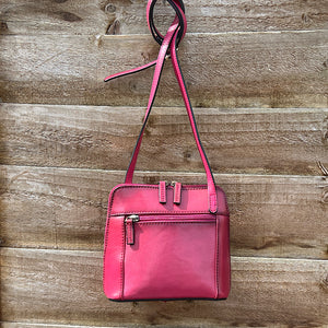 Small Fuchsia "Giulia" Italian Leather Crossbody Bag (back)