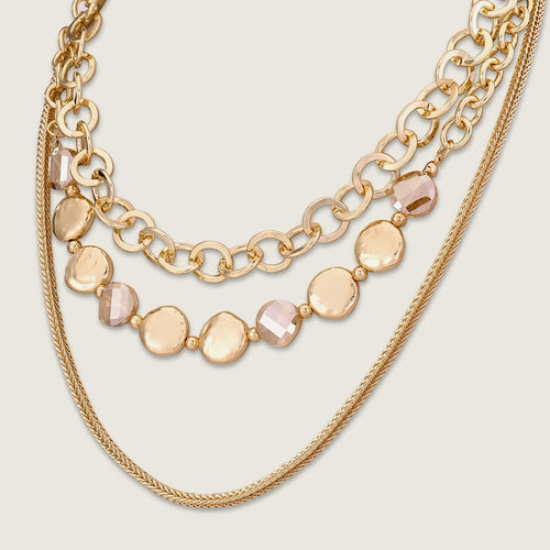 Gold Multi Chain Short Necklace (side)