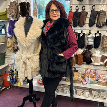 Load image into Gallery viewer, Midnight Winter Luxe Faux Fur Gilet with Tie Belt (also in cream)
