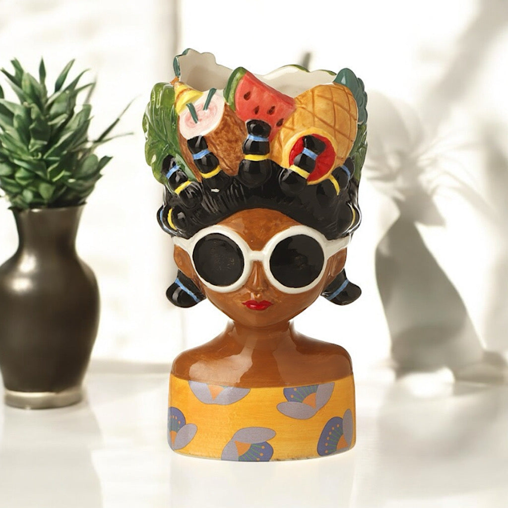 Pineapple Melon Hat 'Mary' Vase/Ornament