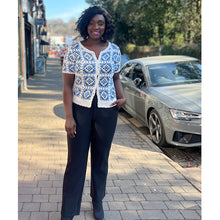 Load image into Gallery viewer, Black Pinch Pleat High Waisted Wide Leg Trousers (modelled)

