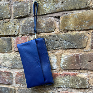 Sapphire Luxe Triple-Compartment Leather Crossbody Bag (wrist strap)