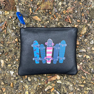 Skateboard Leather Coin Purse