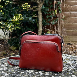 Chestnut 'Cecilia' Italian Leather Crossbody Bag (front)