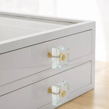 Load image into Gallery viewer, White Wooden Jewellery Box Compartments &amp; 2 Drawers (close up)
