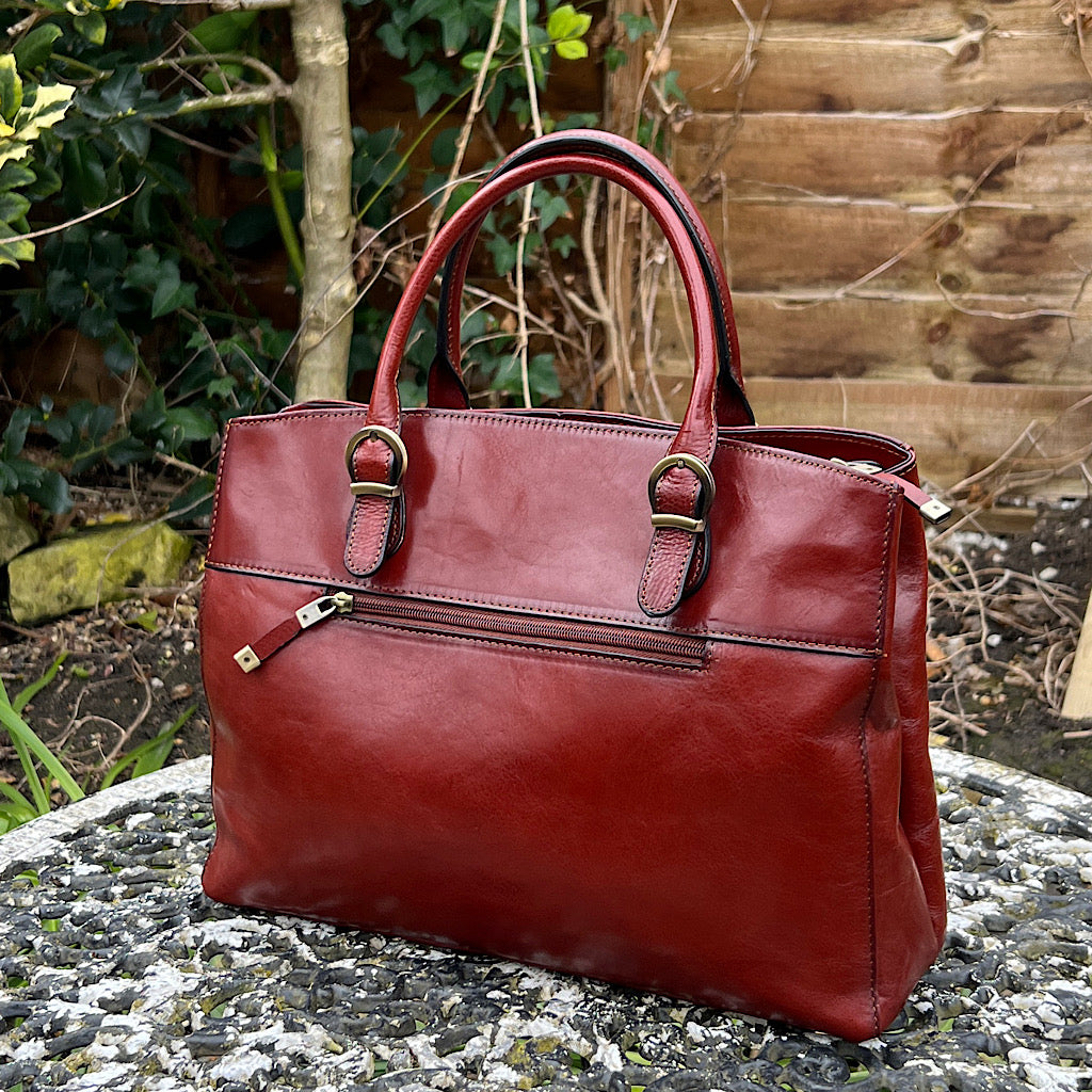 Tan Elegant 'Marianne' Italian Leather Work Bag Bucks Leather