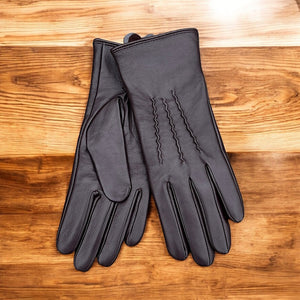 Brown Ladies Leather Wool Lined Gloves