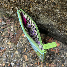 Load image into Gallery viewer, Light Green Leather Pretty Garden Coin Purse (open)
