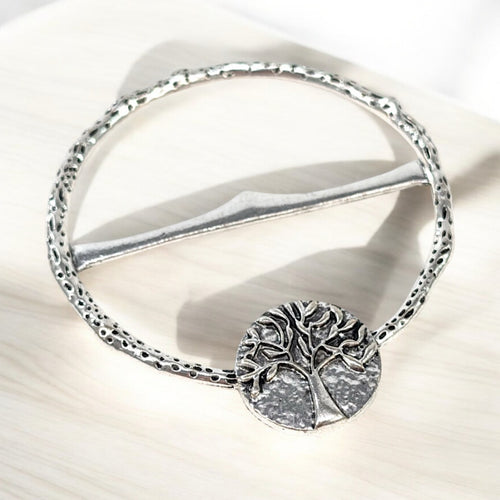 Silver Plated 'Tree of Life' Large Scarf Ring
