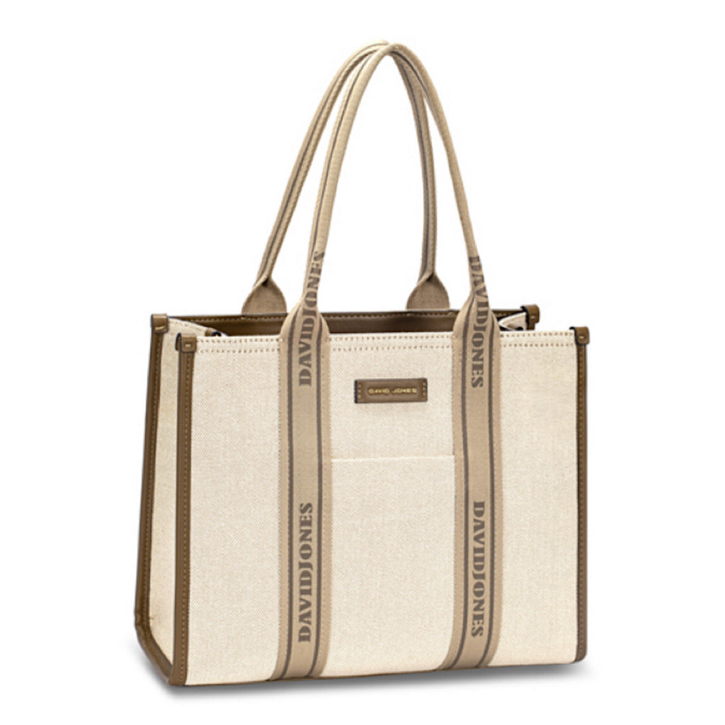 Creamy White Structured Canvas Tote Bag