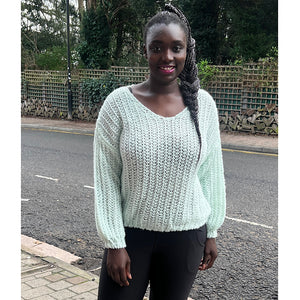 Soft Mint Pastel Balloon Sleeve Chunky Knit Jumpers