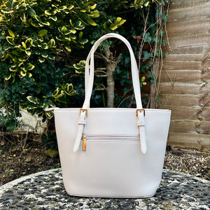 Creamy White Tote with Front Slip Pocket (back)