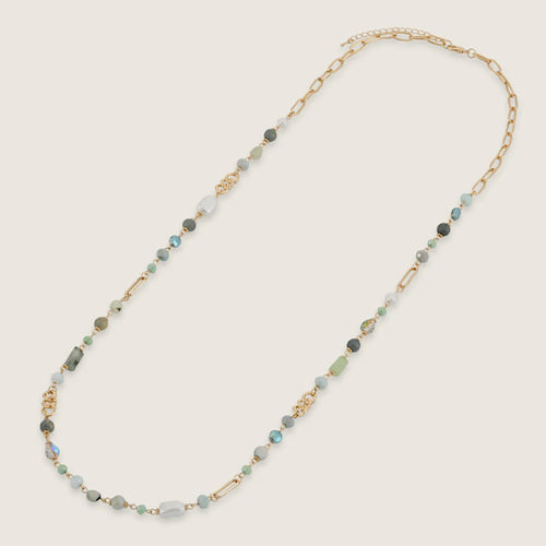Gold & Green Venus Crystal Base Alloy Long Necklace