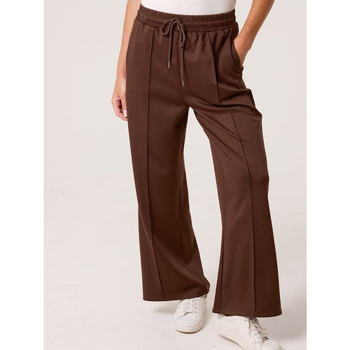 Chocolate Pintuck Seam Drawstring Joggers