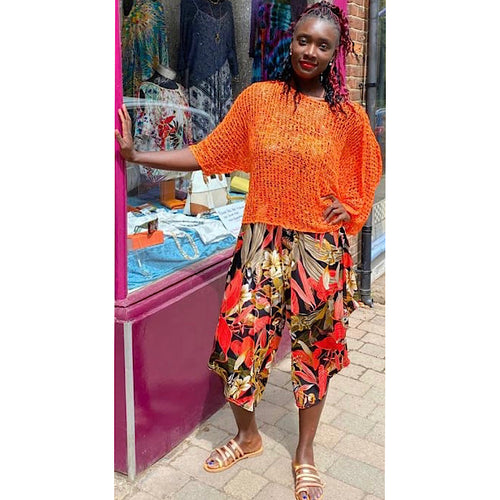 Breezy Orange Bohemian Popcorn Cover Up (on Model)