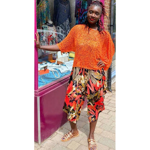 Breezy Orange Bohemian Popcorn Cover Up (on Model)