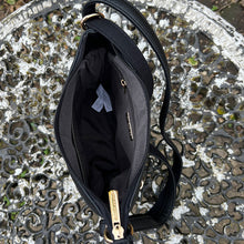 Load image into Gallery viewer, Black Crossbody Bag with Front Zip Pocket (open)
