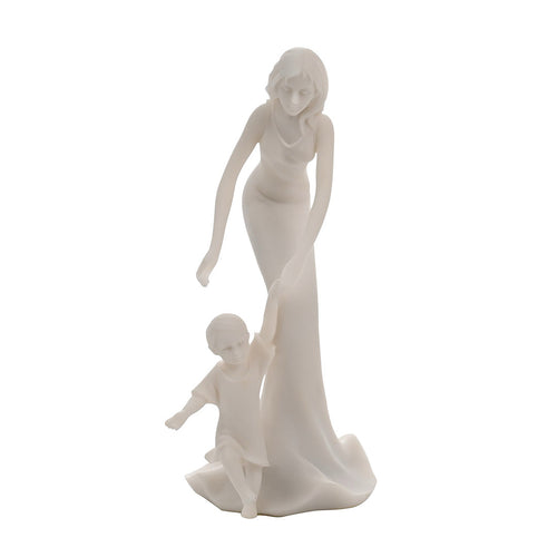 Mother Teaching Child to Walk White Portrait Figurine
