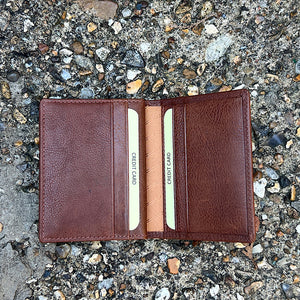 Tan Leather Credit Card Holder By 'Oak' | 8 Card Slots (open)