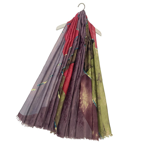 Purple Geometric Acid Wash Effect Frayed Scarf