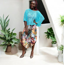 Load image into Gallery viewer, Breezy Turquoise Bohemian Popcorn Cover Up (on model)
