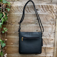 Load image into Gallery viewer, Black Crossbody Bag with Front Zip Pocket (back)

