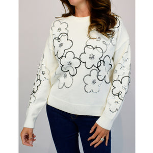 Ivory Multi Sequin Flower Jumper