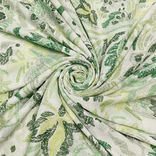 Load image into Gallery viewer, Green Floral Print Paisley Tassel Scarf (swirl)
