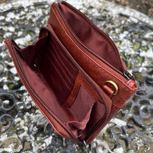 Load image into Gallery viewer, Small Cognac &#39;Aria&#39; Leather Crossbody Bag (open)
