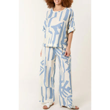 Load image into Gallery viewer, Denim Abstract Print Top &amp; Trouser Set
