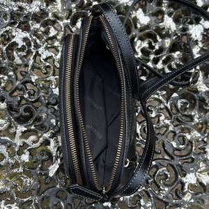 Black 'Cecilia' Italian Leather Crossbody Bag (open)