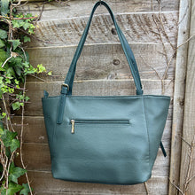 Load image into Gallery viewer, Dark Green Casual Everyday Shoulder Bag with Asymmetrical Front Pockets (back)

