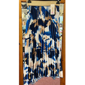 Gold & Electric Blue Floaty Pleated Skirt