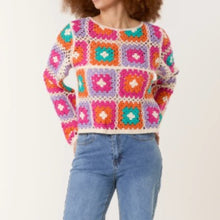 Load image into Gallery viewer, Floral Patched Coloured Crochet Top (front)
