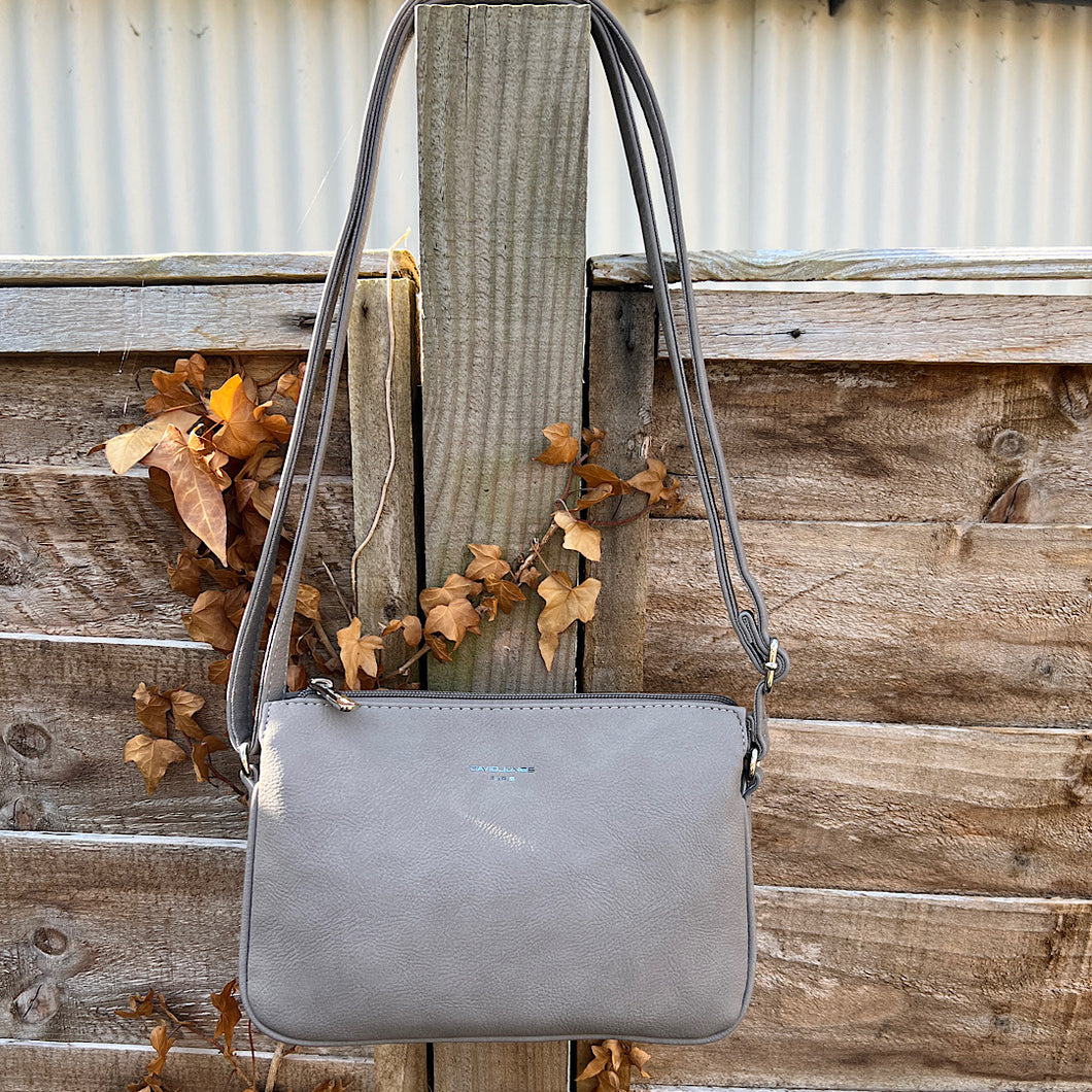 Gravel Triple Section Crossbody Bag By David Jones (front)