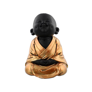 Black & Rose Gold Meditating Cherub Buddha
