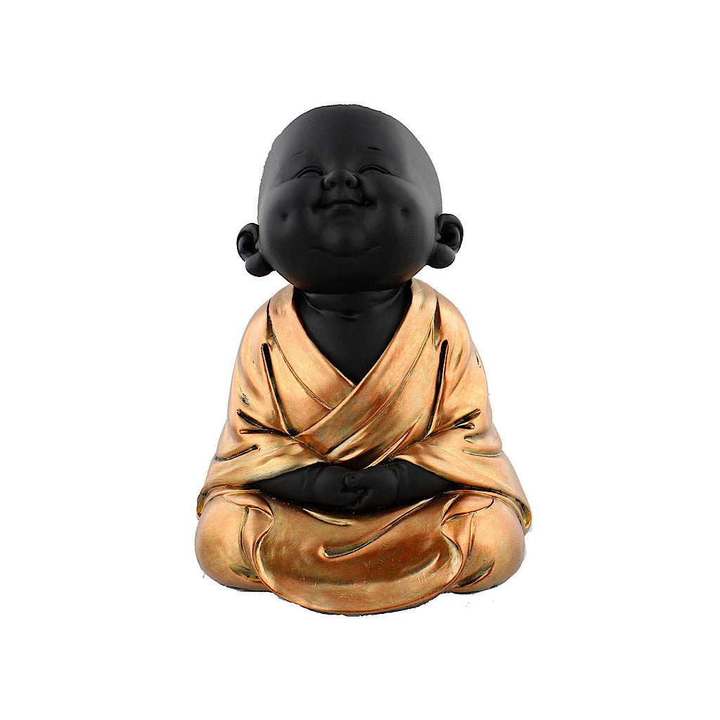 Black & Rose Gold Meditating Cherub Buddha
