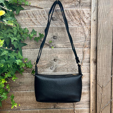 Load image into Gallery viewer, Black Pochette Zip Top Crossbody Bag (back)
