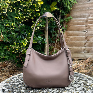 Bitter Chocolate Double Handle Hobo Style Shoulder Bag