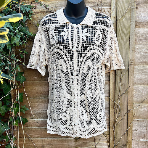 Stone Paisley Crochet ‘Swan Lake’ Sleeve Shirt